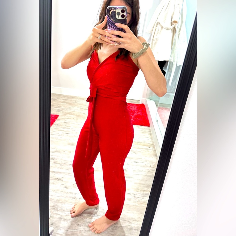 Red glittery jumpsuit